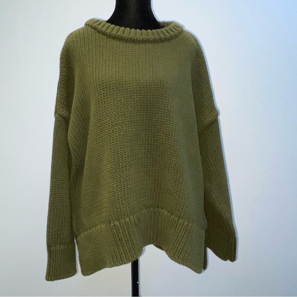 ZARA Knit Oversized Chunky Sweater Olive Green M